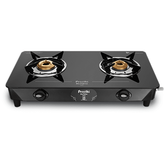 Preethi Zeal 2 Burner Glass Top Gas Stove-GAS STOVE-dealsplant