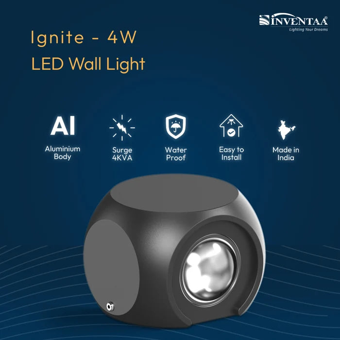 INVENTAA Ignite LED Outdoor Wall Light – 2-Way & 4-Way | Cool & Warm White