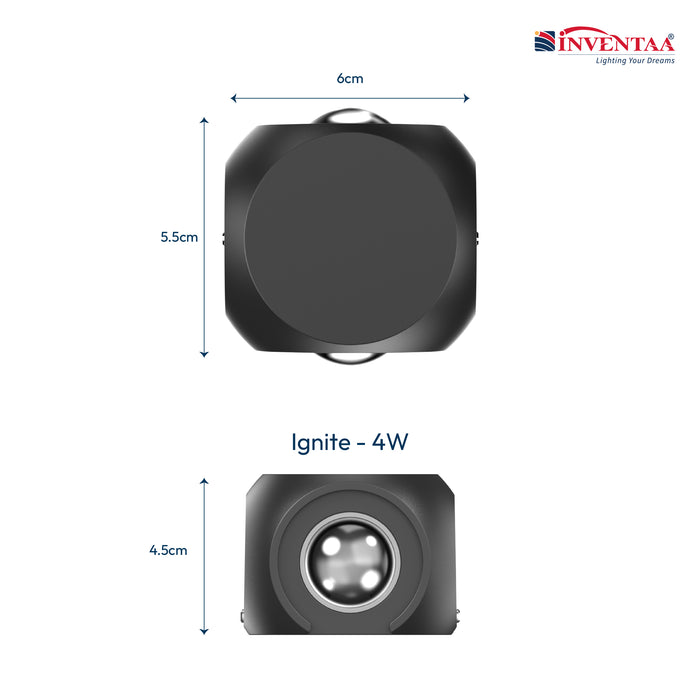 INVENTAA Ignite LED Outdoor Wall Light – 2-Way & 4-Way | Cool & Warm White