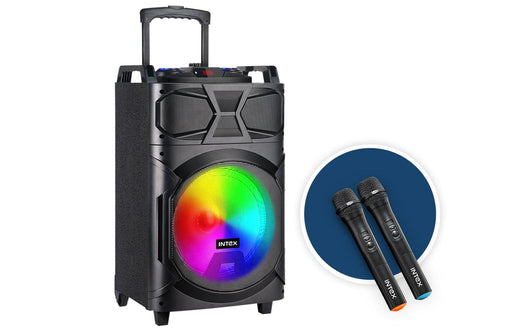 Intex Multimedia Speaker T-350 TUFB (Dual) 42 W Bluetooth Party Speaker (Black, Stereo Channel)-Trolley Speaker-dealsplant