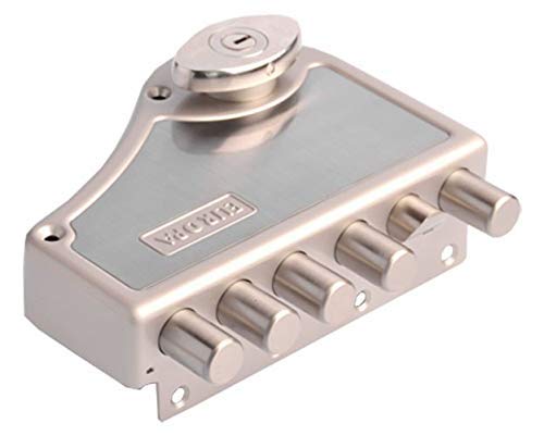 EUROPA H347-SN/AB High Security Main Door Lock. HEXABOLT with 5 Dead Bolts & 1 Latch Bolt with Plate Handle 3 Tons Load (AB/SN).-Door lock-dealsplant