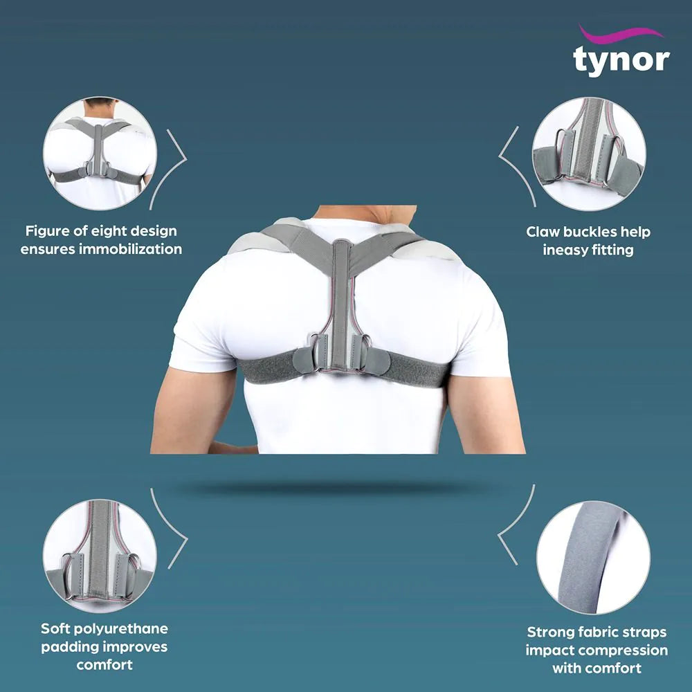 Tynor Clavicle Brace with Fastening Tape, Grey, Child, 1 Unit B-01 CH-Health & Personal Care-dealsplant