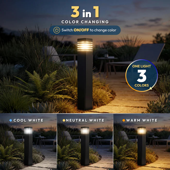 INVENTAA EBERTA 12W 3-in-1 LED Bollard Light – Colour Changing Garden Pathway Light
