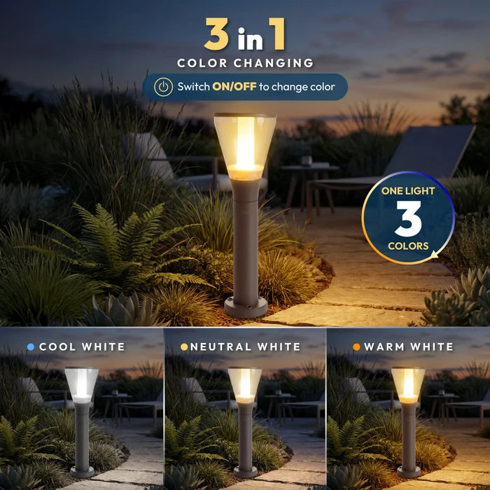 INVENTAA OLIVIA STEM 12W 3-in-1 LED Bollard Light – Colour Changing Garden Pathway Light