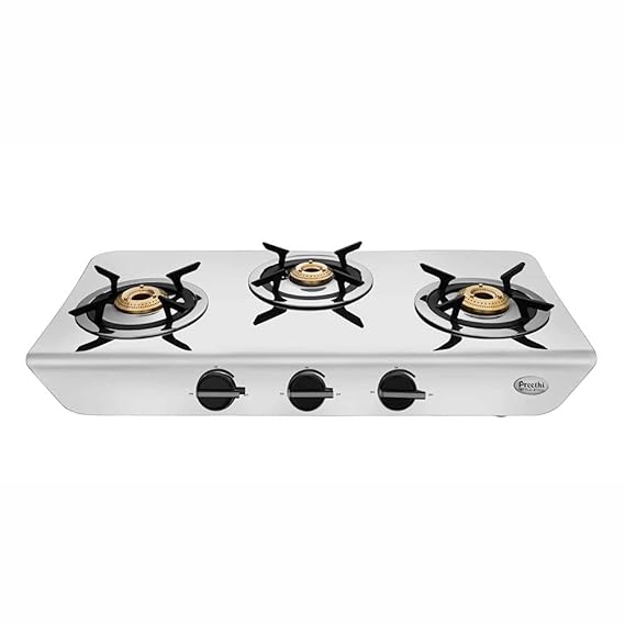 Preethi Stylo Steel 3 Burner Gas Stove-GAS STOVE-dealsplant