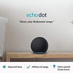 Echo Dot (4th Gen, 2020 release)| Smart speaker with Alexa (Black) & Get 1 AVITA BULB FREE (WORTH rs-1299) Exclusive for Deals plant customers.-Audio Speakers-dealsplant