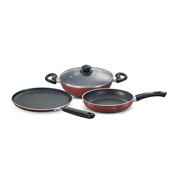 Prestige Omega Deluxe Induction Base Non-Stick Kitchen Set, 3-Pieces-dealsplant