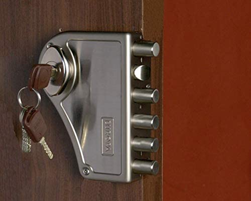 EUROPA H347-SN/AB High Security Main Door Lock. HEXABOLT with 5 Dead Bolts & 1 Latch Bolt with Plate Handle 3 Tons Load (AB/SN).-Door lock-dealsplant