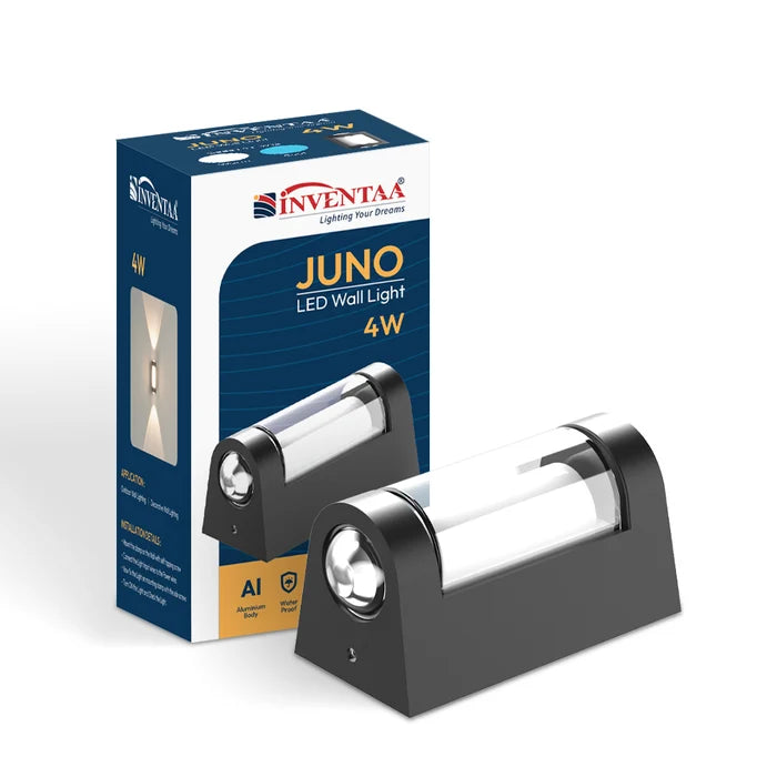 INVENTAA Juno 4W LED Outdoor Stairway Wall Light – IP65 Matte Black-Outdoor Lighting-dealsplant