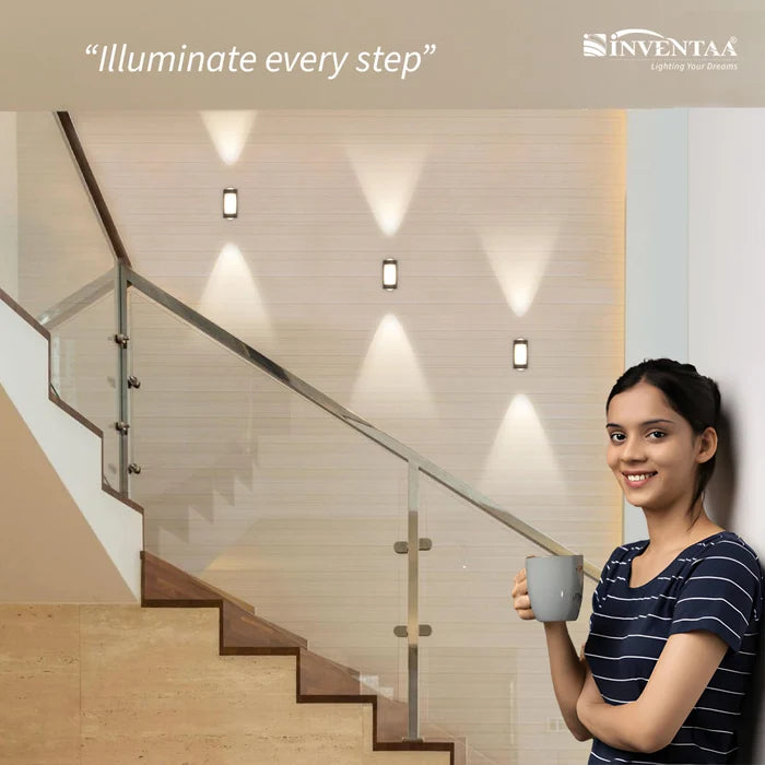 INVENTAA Juno 4W LED Outdoor Stairway Wall Light – IP65 Matte Black-Outdoor Lighting-dealsplant