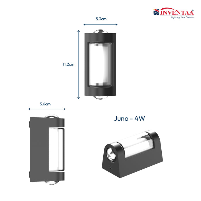 INVENTAA Juno 4W LED Outdoor Stairway Wall Light – IP65 Matte Black-Outdoor Lighting-dealsplant