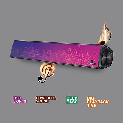 FINGERS SoundFlame (India’s First Portable Speaker with Flame Effects, Deep Bass 16 W, Bluetooth v5.3, USB, MicroSD, AUX, Magnetic Remote Control) – Rich Black-Bluetooth Speakers-dealsplant
