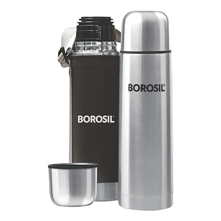 Borosil Hydra Thermo Steel Flask 1000 ML (Black)-flask-dealsplant