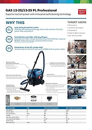 Bosch GAS 12-25 1250 W 21 L Vacuum Cleaner-Vacuum Cleaner-dealsplant