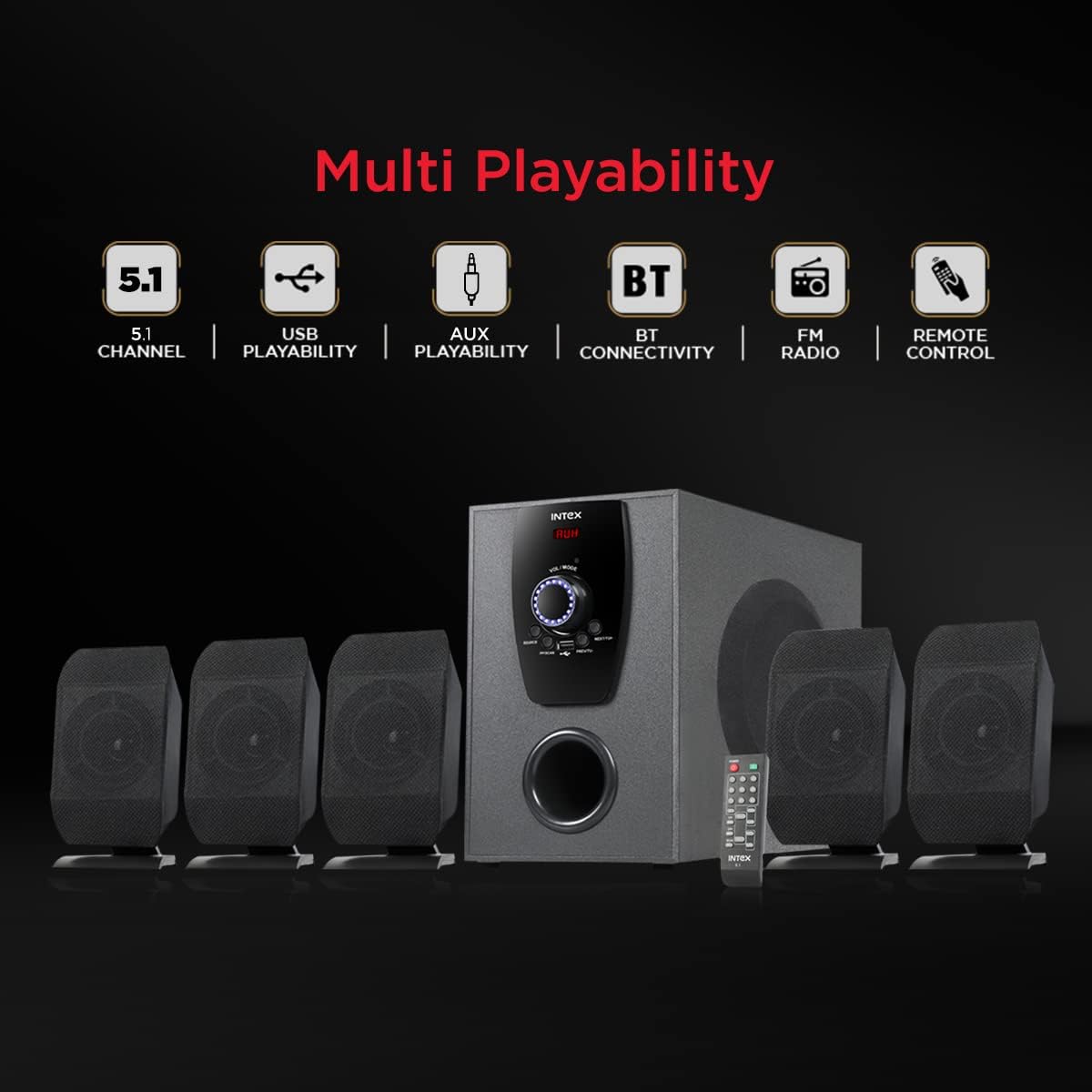 Intex 5.1 XV 650 FMUB MM Speaker-Multi-Media Speaker-dealsplant