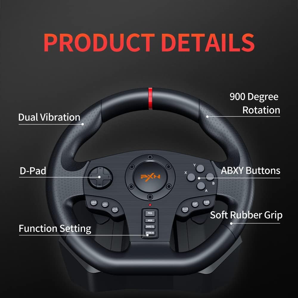 PXN V900 PC Racing Wheel, Universal Usb Car Sim 270/900 degree Race Steering Wheel with Pedals for PS3, PS4, Xbox, One, Nintendo Switch-VIDEOGAME-dealsplant