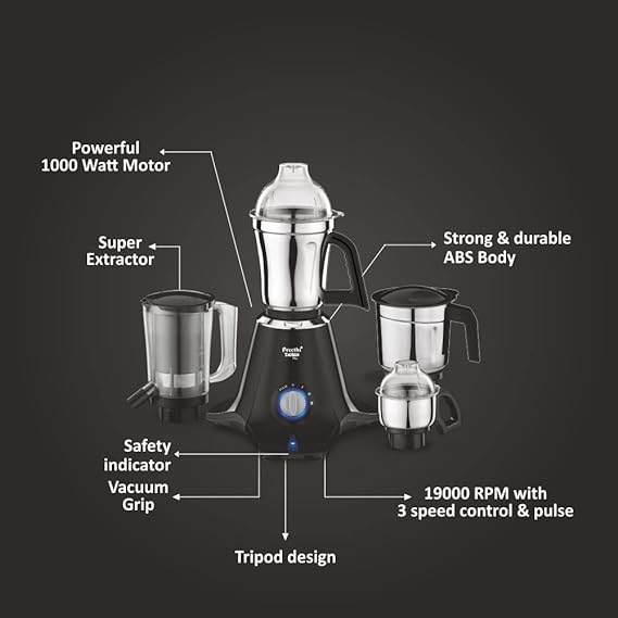 Preethi Taurus Plus 4 Jars Mixer Grinder 1000W-Mixer Grinder-dealsplant