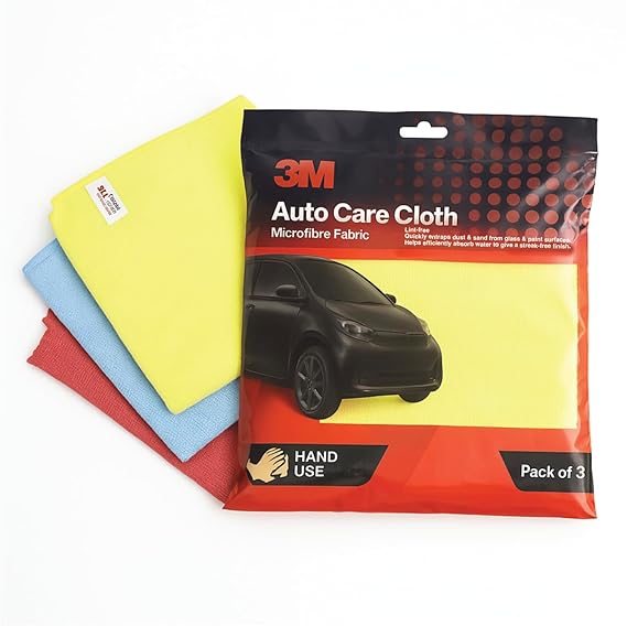 3M Car Care Microfiber Cloth Non-Scratching Cloth for Exterior, Interior and Glass Absorbent Microfiber Technology, 200 GSM(Pack of 3)-Car Accessories-dealsplant