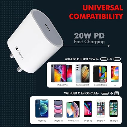 Portronics Adapto 20C Type-C 20W PD Fast Charging Adapter-CHARGER ADAPTER-dealsplant