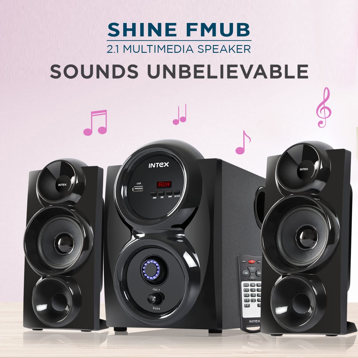 Intex 2.1 Shine FMUB Multimedia Speaker with Bluetooth/AUX/USB/FM-Multimedia Speakers-dealsplant