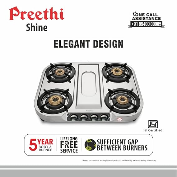 Preethi Shine SSSGS008 4Burners Gas Stove-GAS STOVE-dealsplant