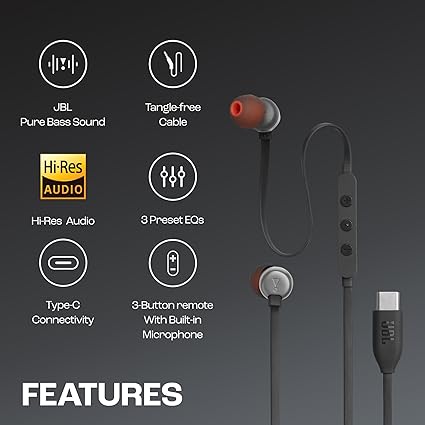 JBL Tune 310 Wired in-Ear Type C Headphones-Ear Headphones-dealsplant