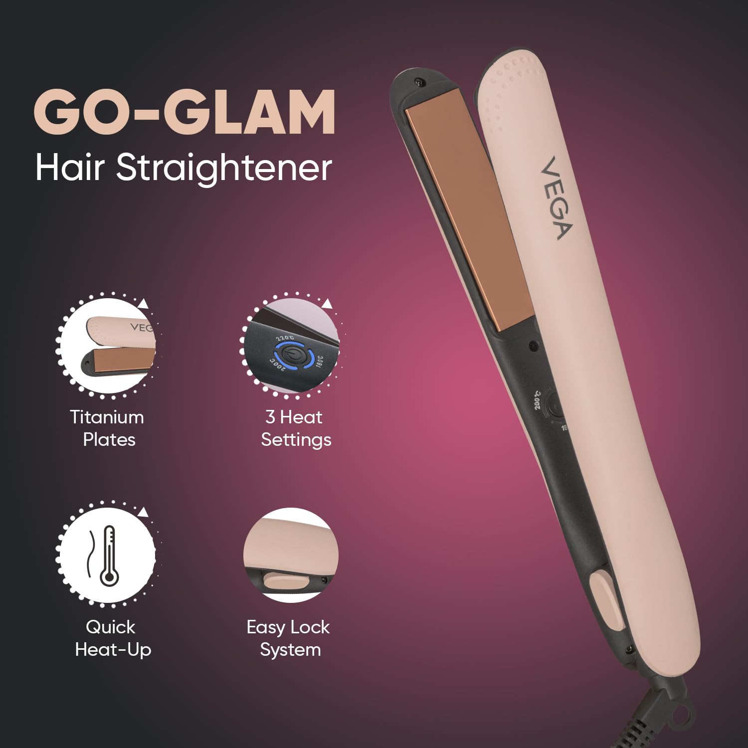 VEGA Go Glam Hair Straightener-Hair Straightener-dealsplant