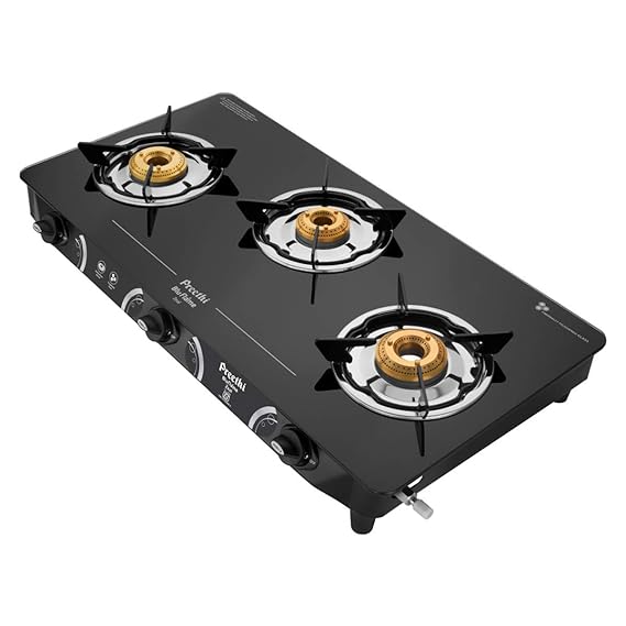 Preethi Zeal 3 Burner Glass Top Gas Stove-GAS STOVE-dealsplant