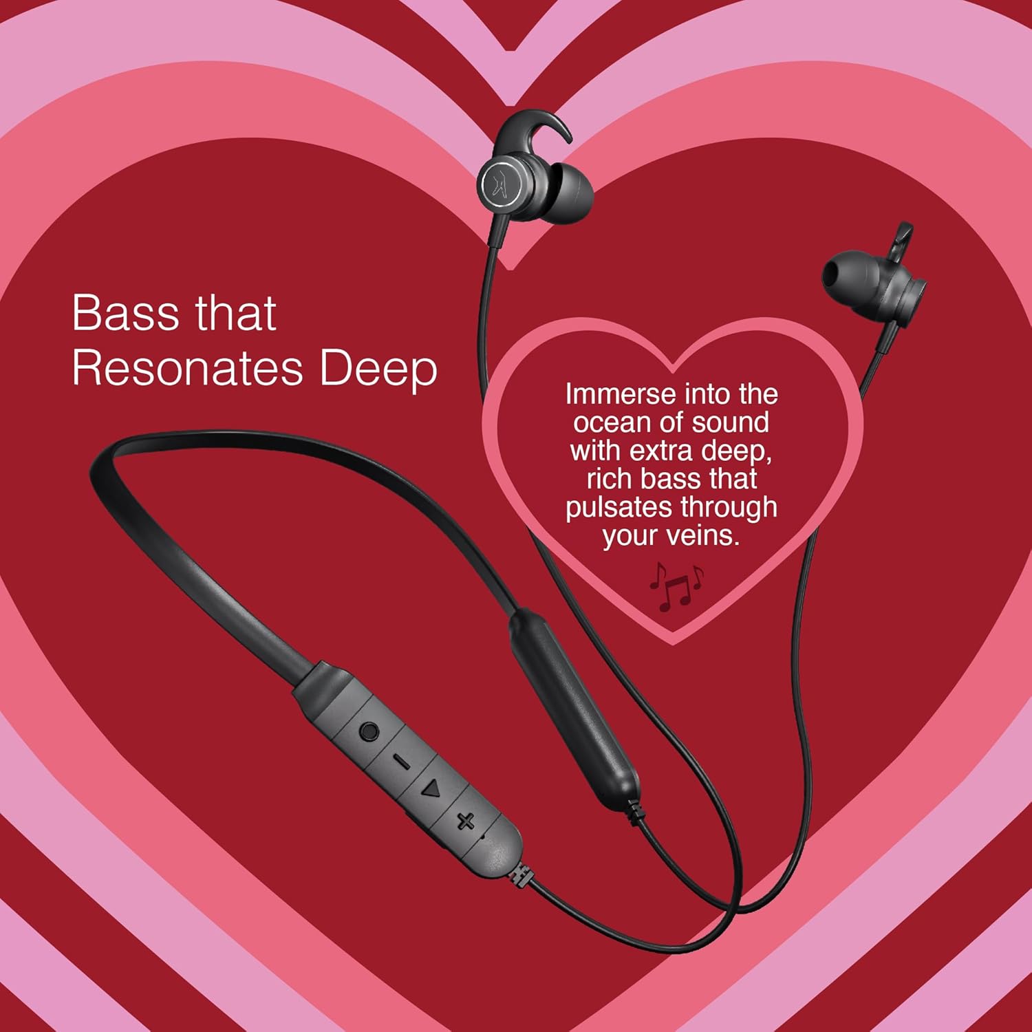 FINGERS FC-Bassitica Wireless in-Ear Bluetooth Neckband Earphones with 50-Hour Playtime, 6 Unique Music Modes, Mic with Surround Noise Cancellation SNC™ Technology-Earphones-dealsplant