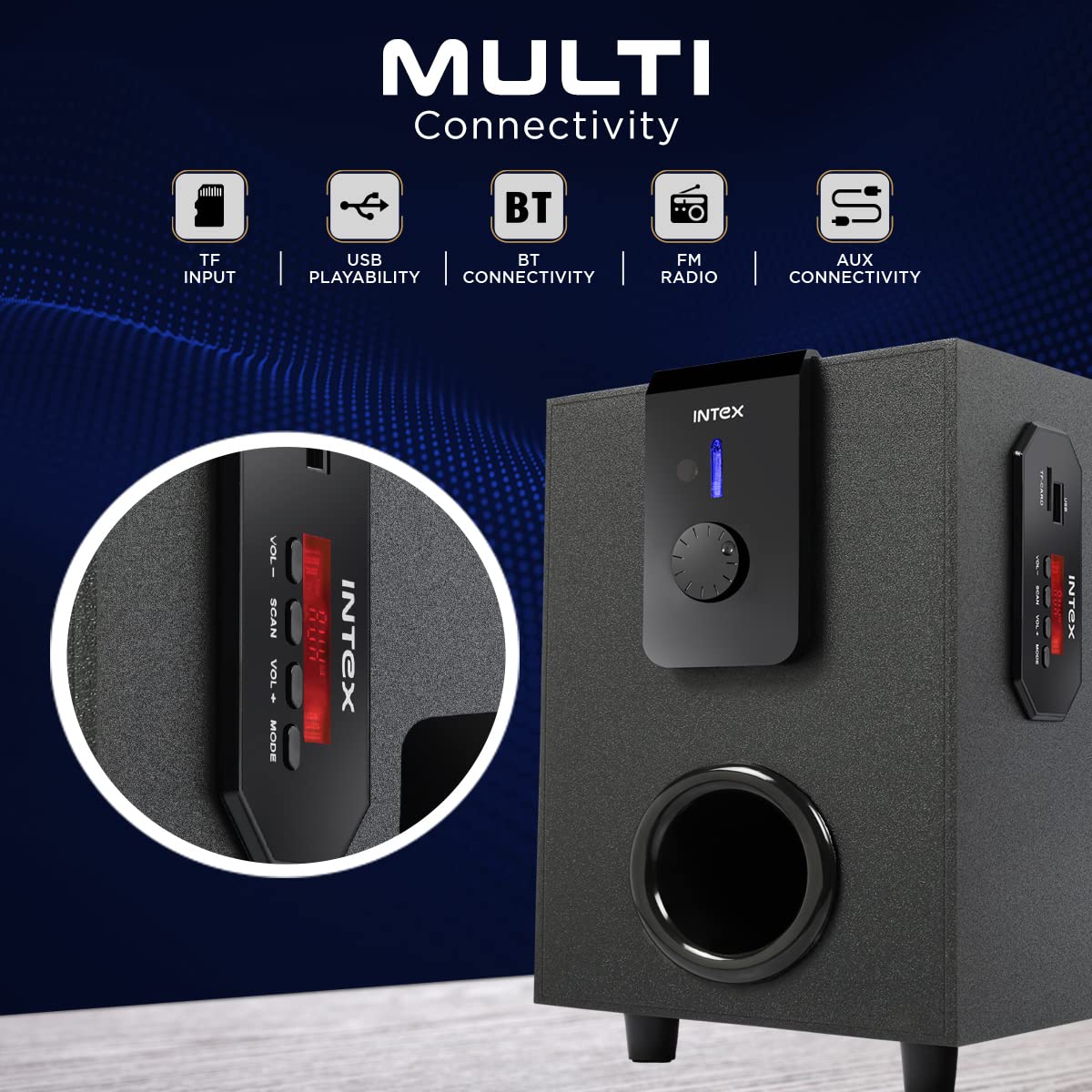 Intex 2.1 Cloud TUFB Multimedia Speaker with Bluetooth/USB/FM/AUX-Multi-Media Speaker-dealsplant