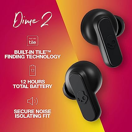 Skullcandy Dime 2 in-Ear True Wireless Earbuds with Mic (Black)-air pod-dealsplant