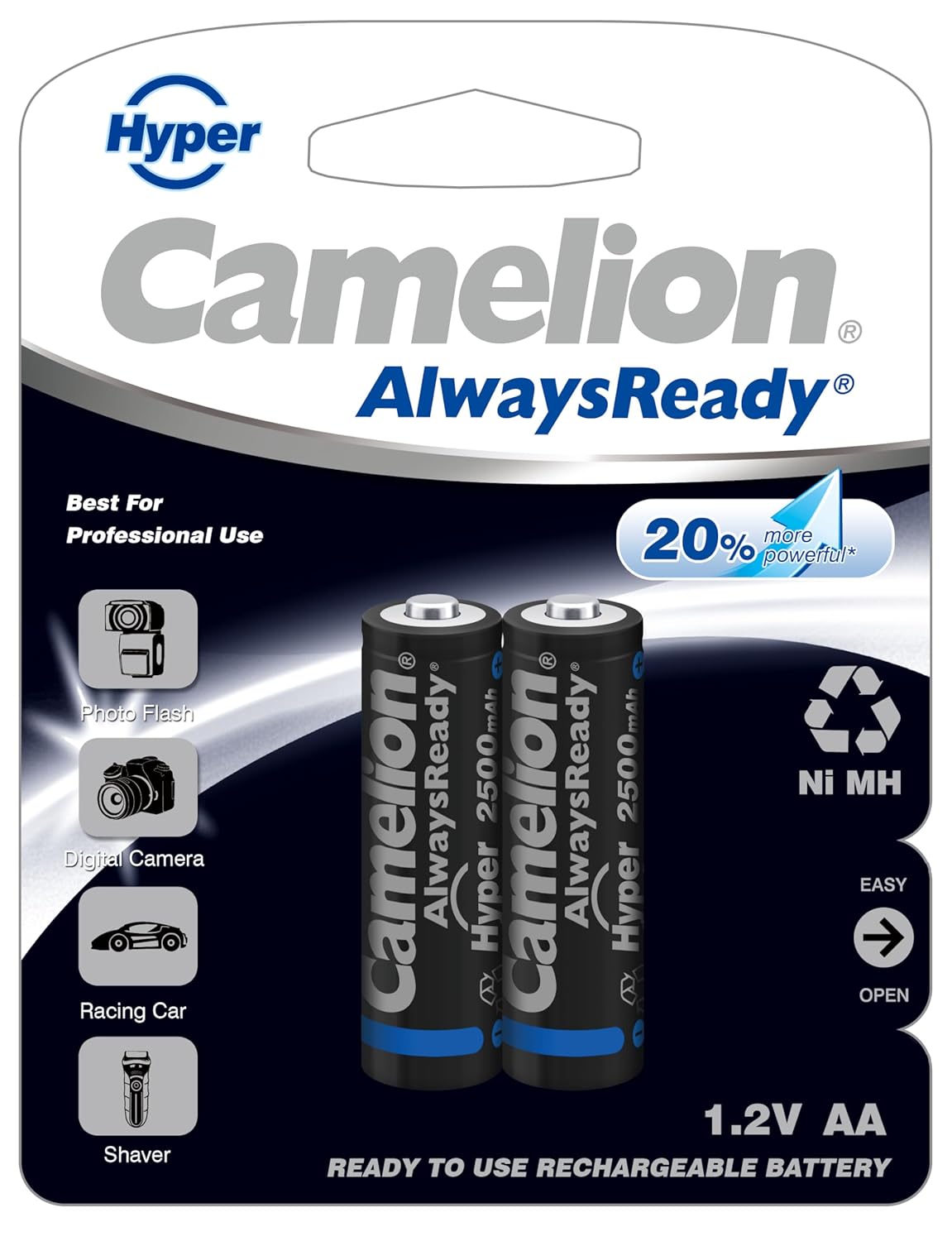 Camelion Hyper Always Ready Rechargeable NH-AA 2500mAh Super Heavy-Duty Batteries (Pack of 2 Batteries)-Battery-dealsplant