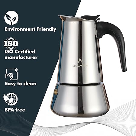 Atlasware Stainless Steel Coffee Maker (Size-4 Cup)-dinning-dealsplant