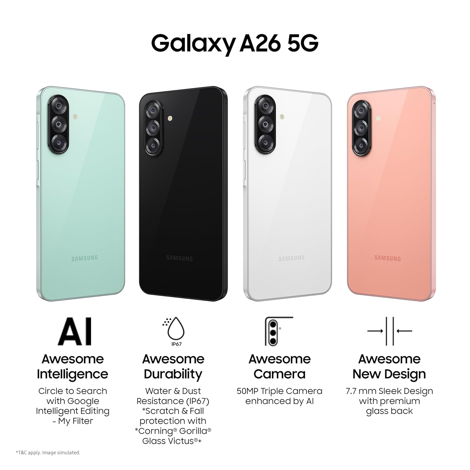 Samsung Galaxy A26 5G Awesome White-Mobile Phones-dealsplant