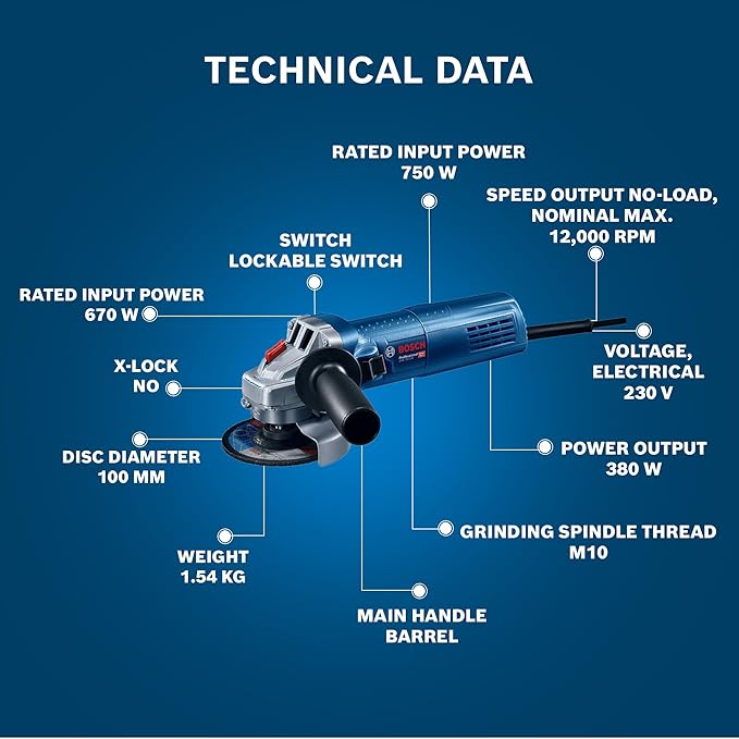 Bosch GWS 750-100 750 W 100 mm Angle Grinder-Power tools-dealsplant