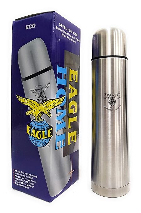 Eagle Home Stainless Steel ECO FLIP LID Vacuum Flask, 1000 ml, Silver-dinning-dealsplant