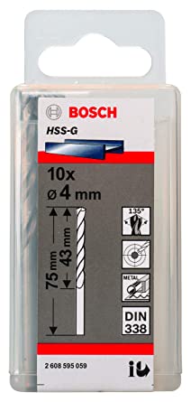 Bosch 2608595059 4.0mm HSS-G Twist Drill Bit Pack Of 10-Drill Bit-dealsplant