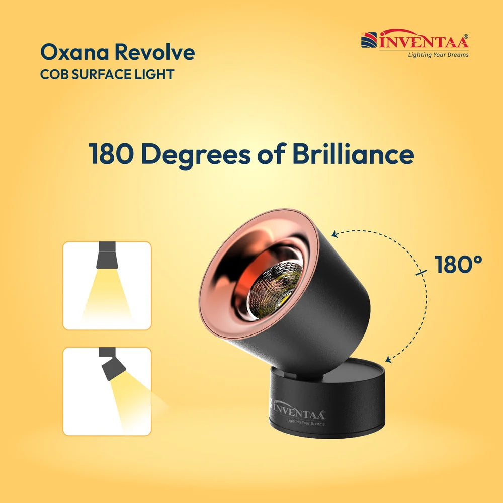 INVENTAA Oxana Revolve COB Surface LED Light – 7W & 12W | Cool, Warm, Neutral