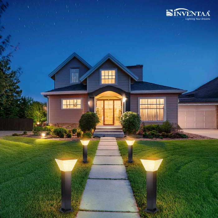 INVENTAA Villa Solar Bollard Light – LED Solar Outdoor Garden & Pathway Light | 1ft 1.5ft 2ft