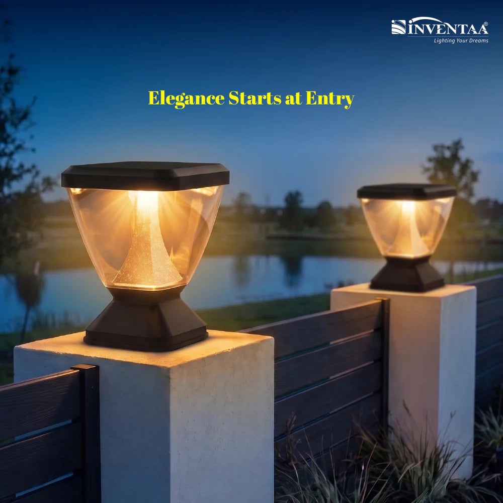 Inventaa Zenia Sky 12W Outdoor Gate Pillar Light | 3-in-1 LED (Cool, Warm & Neutral White) | Weatherproof Post Top Mount