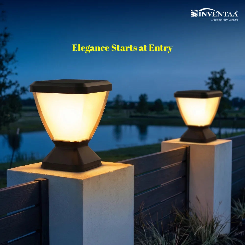 Inventaa Zenia Pro 12W Outdoor Gate Pillar Light | 3-in-1 LED (Cool, Warm & Neutral White) | Weatherproof Post Top Mount