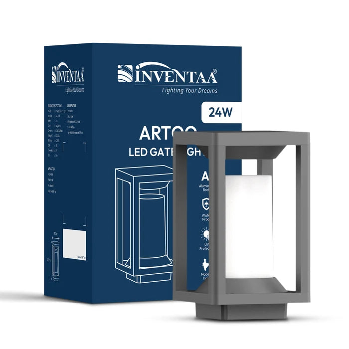 Inventaa Artoo 24W LED Gate Light — IP65 Weatherproof, UV-Resistant Outdoor Pillar Light