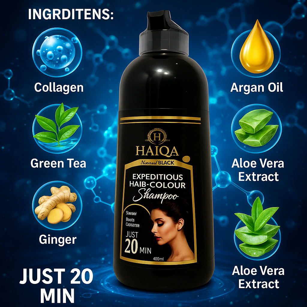 Haiqa Expeditious Hair Colour Shampoo (Natural Black)-400ml-HEALTH & PERSONAL CARE-dealsplant