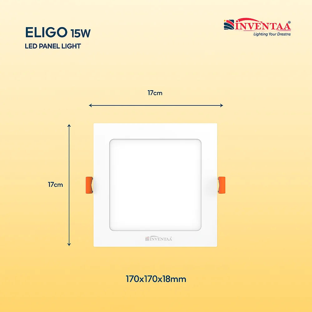 INVENTAA Eligo Square LED Panel Light – 8W/15W/22W/30W | Cool, Warm & Neutral