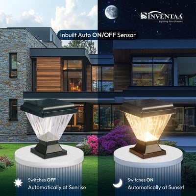 INVENTAA Chiti Solar Gate Light – LED Solar Outdoor Gate & Pillar Light