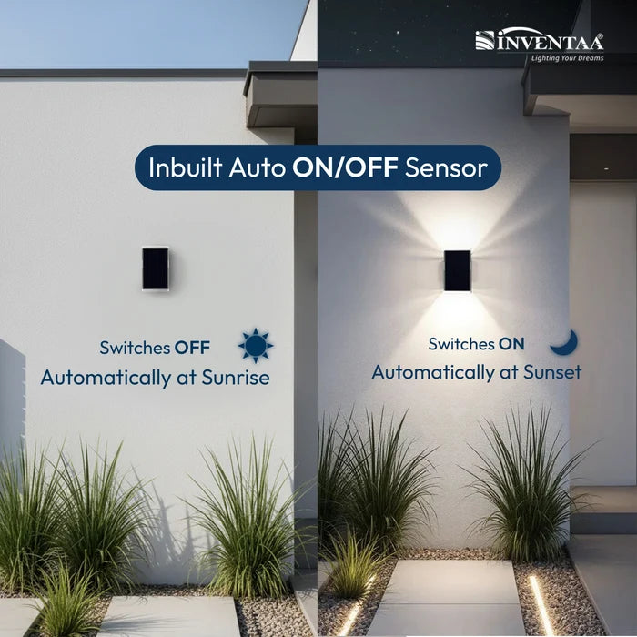 INVENTAA Nyla Solar Outdoor Wall Light – LED Solar Powered Wall Light for Outdoor Use