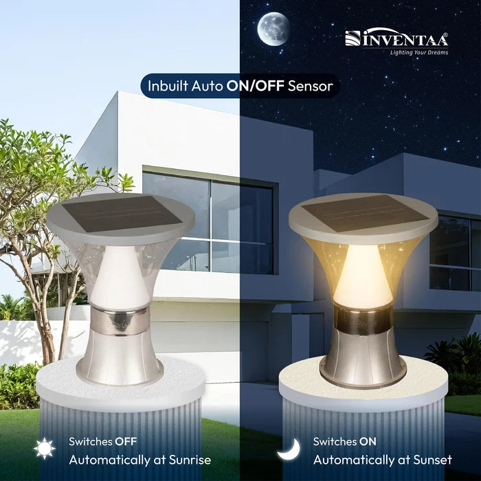 INVENTAA Pluto Solar Gate Light - Premium LED Solar Gate Lamps for Outdoor Pillars