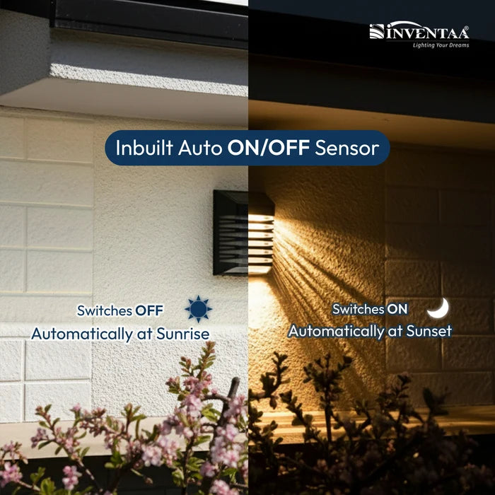 INVENTAA Hana Solar Wall Lamp – Bright LED Solar Wall Lantern for Outdoor Lighting