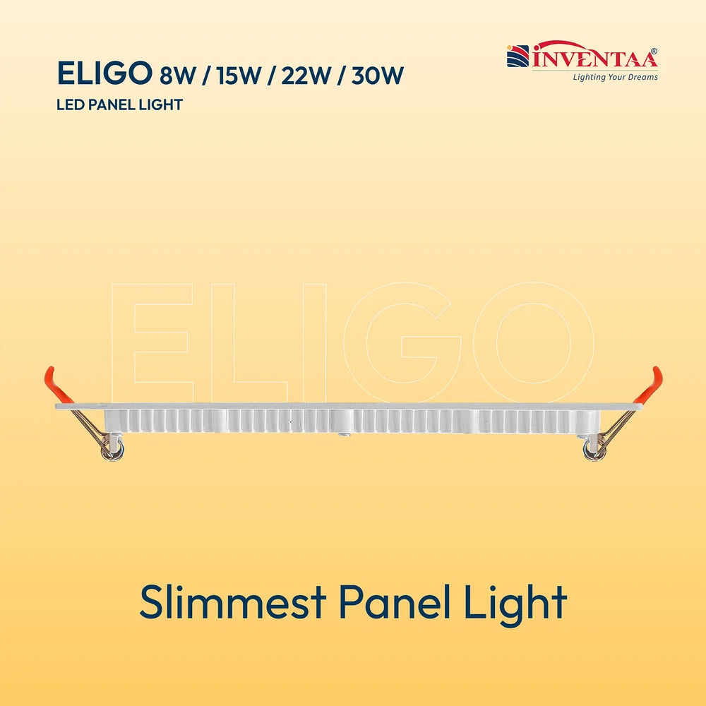INVENTAA Eligo Square LED Panel Light – 8W/15W/22W/30W | Cool, Warm & Neutral
