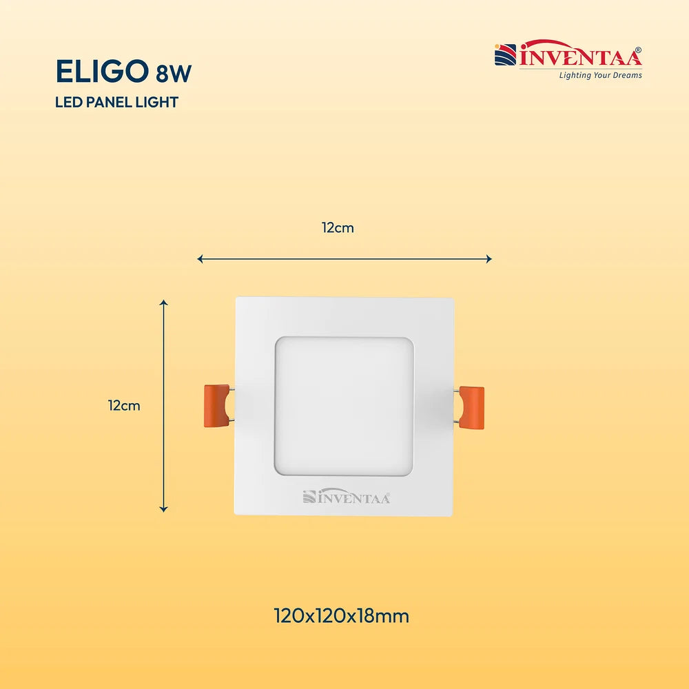 INVENTAA Eligo Square LED Panel Light – 8W/15W/22W/30W | Cool, Warm & Neutral
